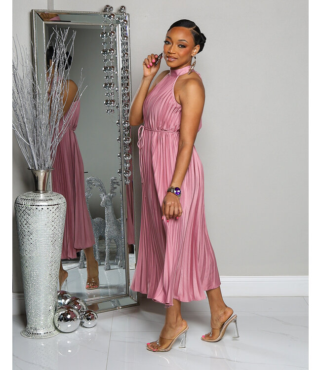 MOMENTS TO REMEMBER PLEATED DRESS - ROSE