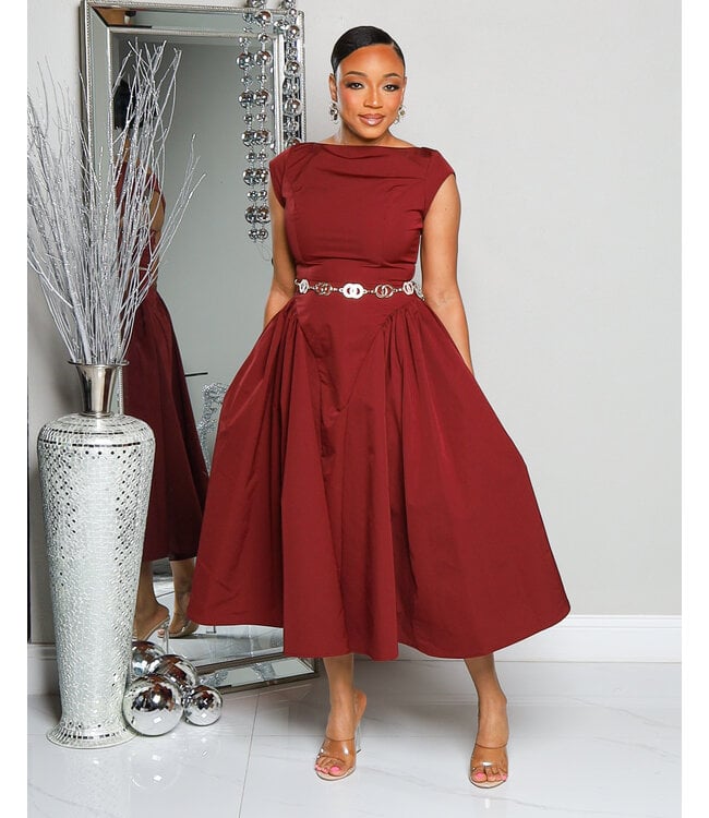 CRANBERRY TWIST MIDI DRESS