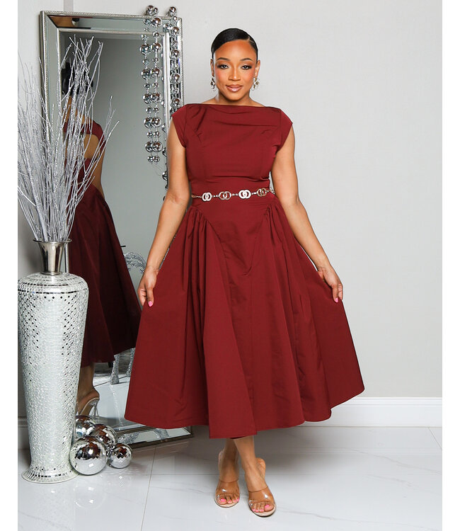 CRANBERRY TWIST MIDI DRESS