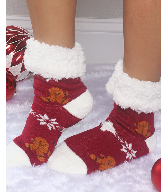 SUGAR & SPICE COZY SOCKS - BURGUNDY
