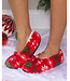 HOLLY JOLLY SLIPPER SOCKS - RED TINSEL