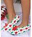 HOLLY JOLLY SLIPPER SOCKS - WHITE TREES