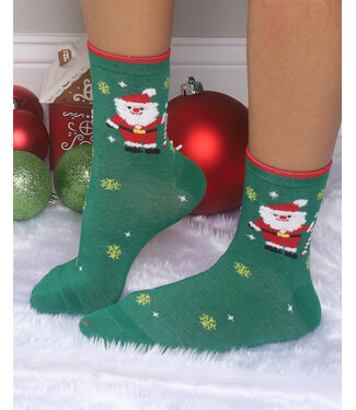 CHRISTMAS IS COMING SOCKS - GREEN SANTA