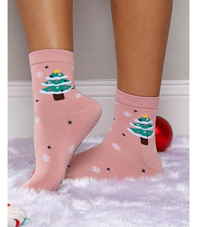 CHRISTMAS IS COMING SOCKS - PINK CHRISTMAS TREE
