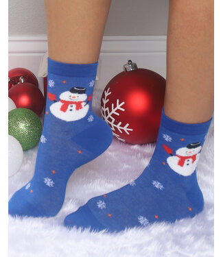 CHRISTMAS IS COMING SOCKS - BLUE SNOWMAN