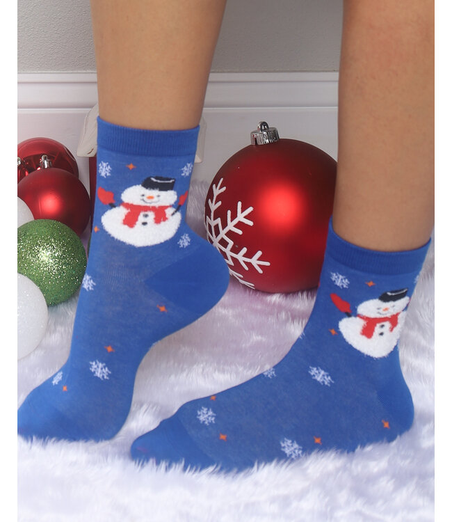 CHRISTMAS IS COMING SOCKS - BLUE SNOWMAN