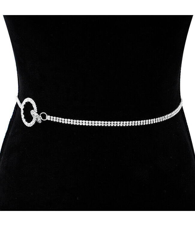 CIRCLE OF LIFE RHINESTONE BELT - SILVER