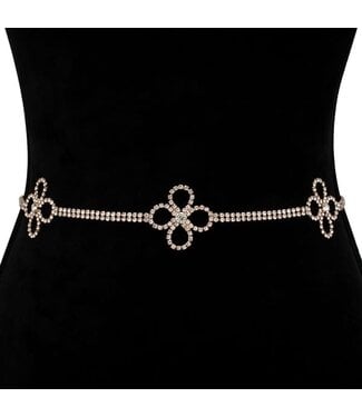 DELICATE FLOWER RHINESTONE BELT - GOLD