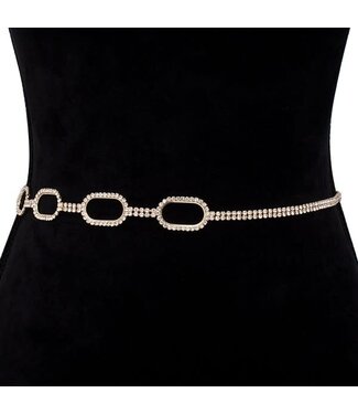 IN THE LOOP RHINESTONE BELT - GOLD
