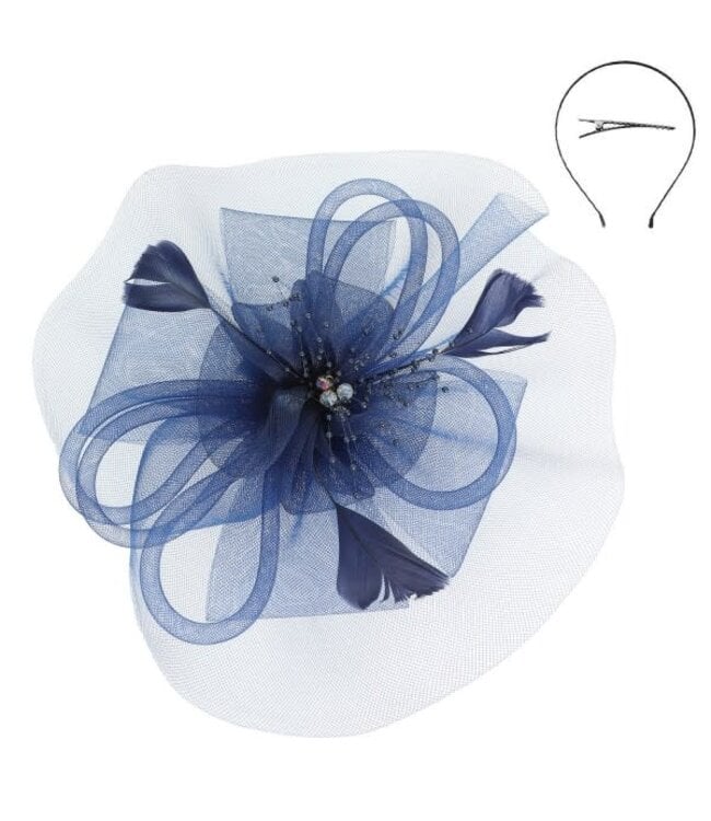 TAKE YOUR BREATHE AWAY FASCINATOR - NAVY