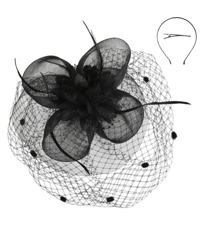 PETAL PUSHER FASCINATOR - BLACK
