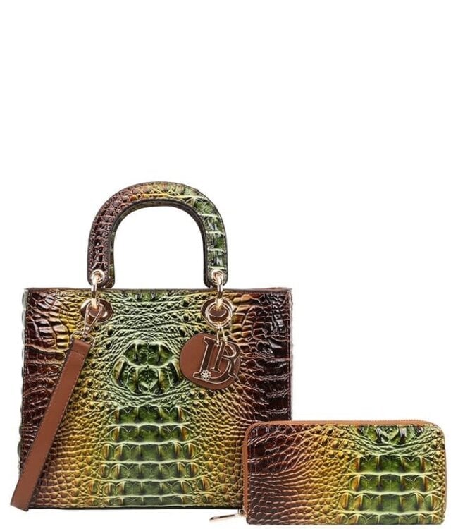 MATCH MY VIBE HANDBAG & WALLET SET - BROWN