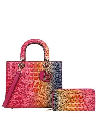 MATCH MY VIBE HANDBAG & WALLET SET - ROSE
