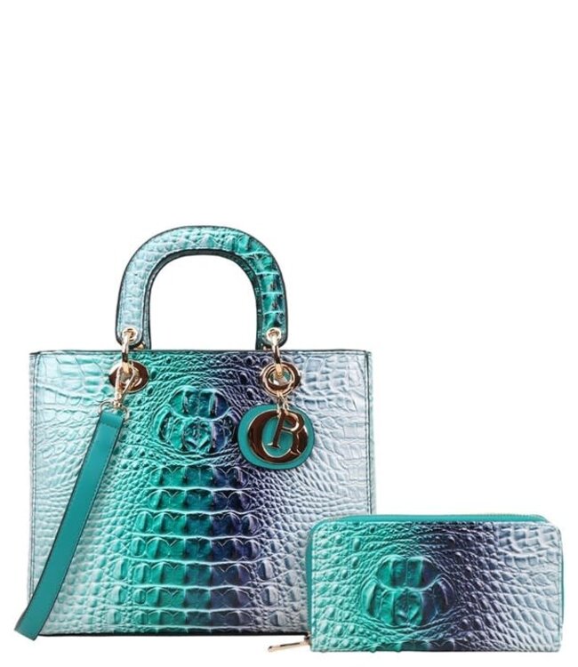 MATCH MY VIBE HANDBAG & WALLET SET - TURQUOISE