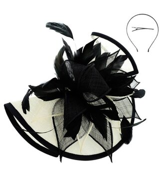 Classic Contrast Fascinator - Black/Ivory