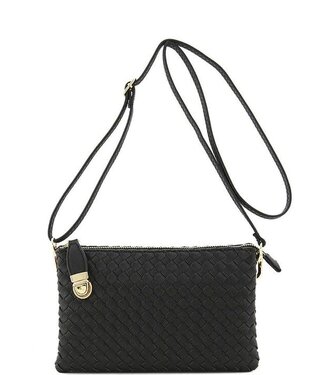 Big Time Woven Clutch - Black