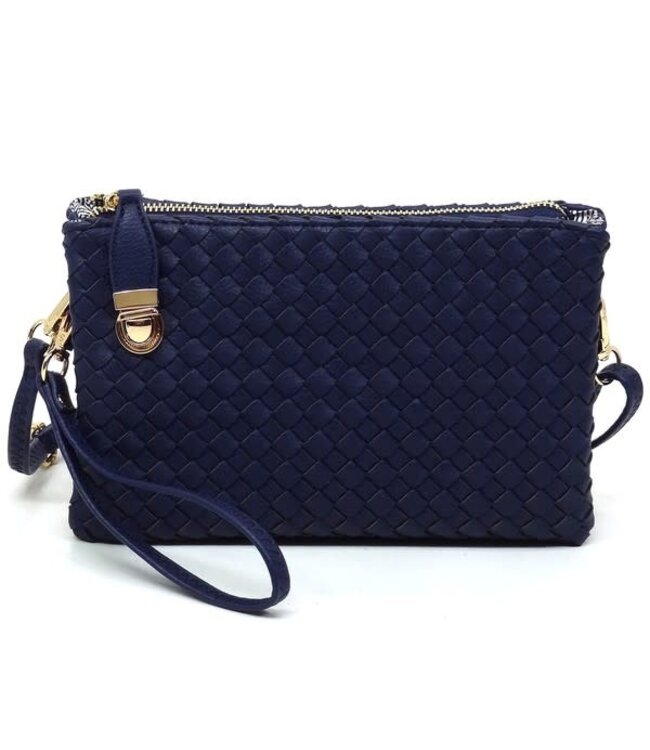 Big Time Woven Clutch - Navy