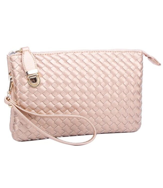 Big Time Woven Clutch - Rose Gold
