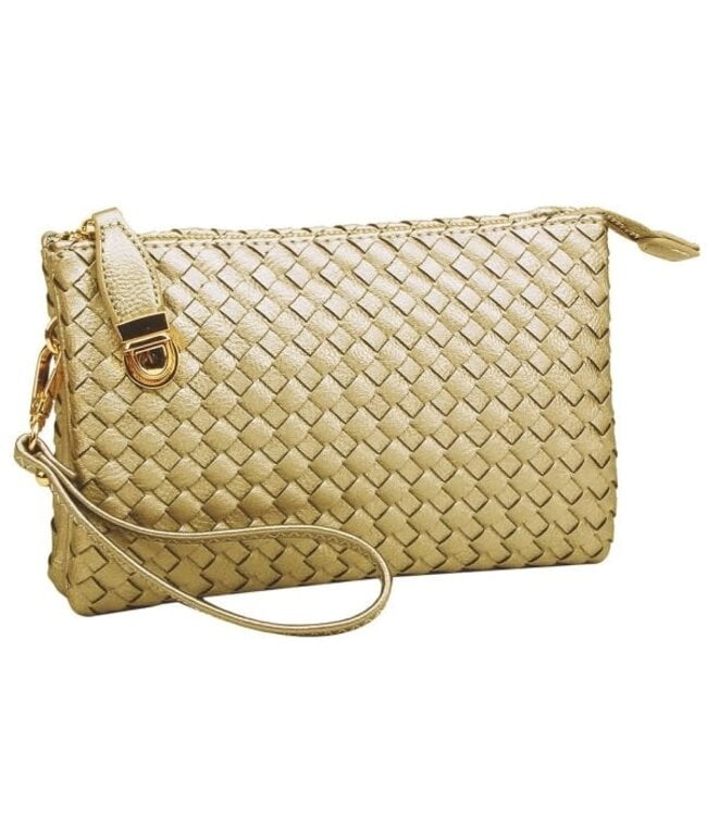 Big Time Woven Clutch - Gold