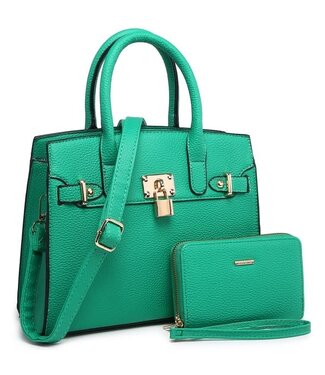 PLAYING IMPORTANT 2PC HANDBAG SET - GREEN