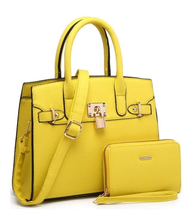 PLAYING IMPORTANT 2PC HANDBAG SET - YELLOW