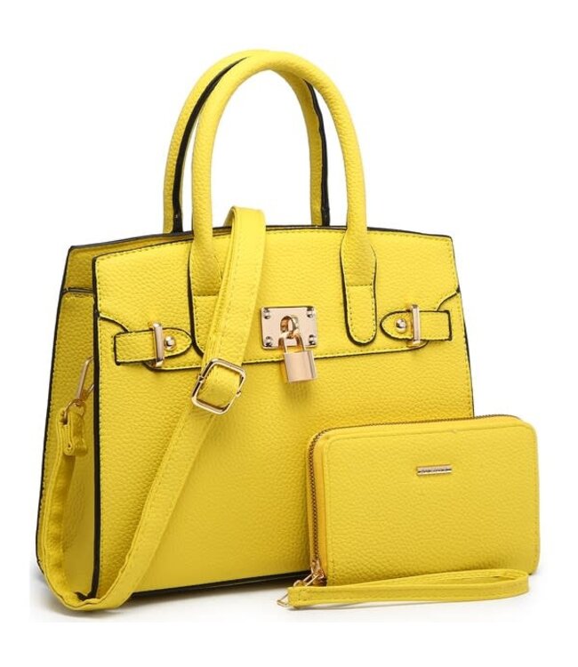 PLAYING IMPORTANT 2PC HANDBAG SET - YELLOW