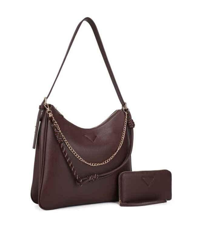 STAND BY ME 2PC HANDBAG & WALLET SET - BROWN