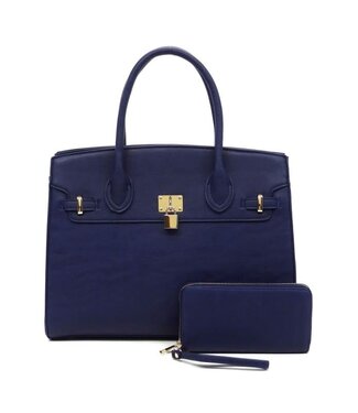 TALKTO ME NICE 2PC HANDBAG & WALLET SET - NAVY