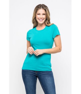 Dark Green Round Neck Knit T-Shirt PREMIUM COTTON