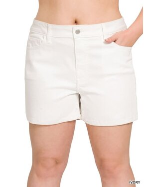 PLUS HOT SHOT HIGH RISE SHORTS - IVORY