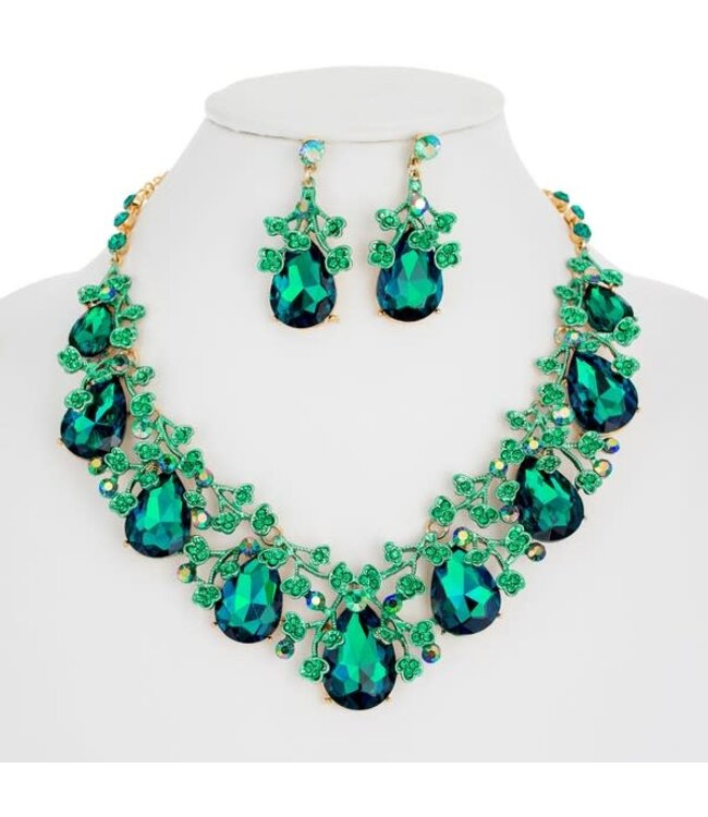 Feel The Rush Necklace Set - Emerald