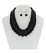 Triple Threat Layered Pearl Necklace Set - Black
