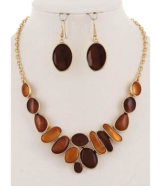 Shaded Neautrals Necklace Set - Brown