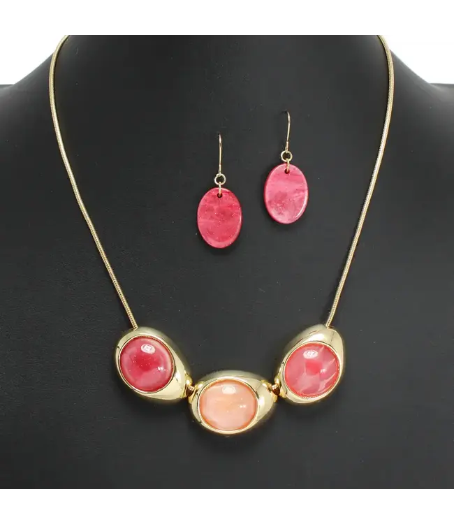 Melt With You Necklace Set - Red Pink