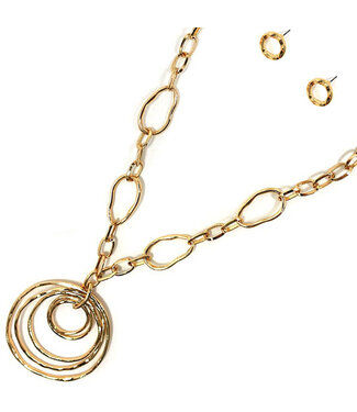 Around In Circles Necklace Set - Gold
