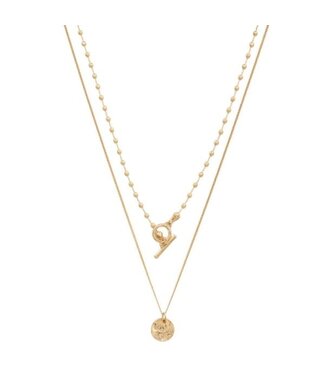 PUSH YOUR LUCK LAYERED GOLD DIPPED NECKLACE - GOLD