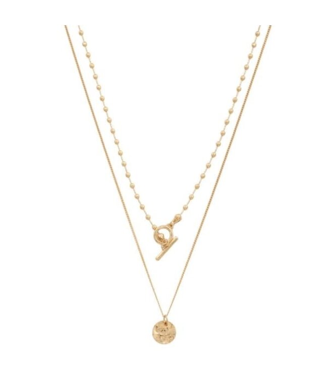 PUSH YOUR LUCK LAYERED GOLD DIPPED NECKLACE - GOLD