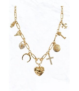 UNLOCK MY HEART CHARM NECKLACE - GOLD