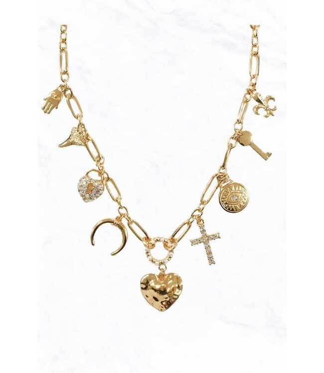 UNLOCK MY HEART CHARM NECKLACE - GOLD