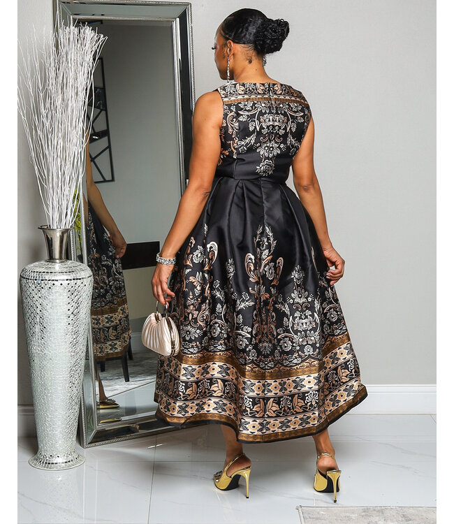 IN TOO DEEP ABSTRACT MIDI DRESS