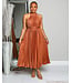 MOMENTS TO REMEMBER PLEATED DRESS MOCHA