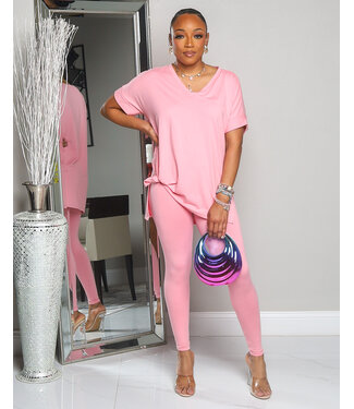 So Over It Leggings Set -  PINK