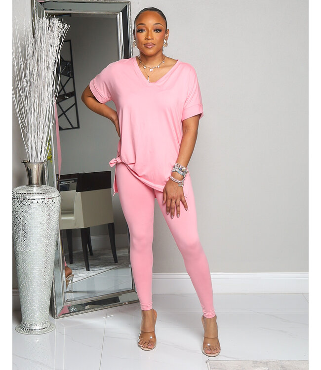So Over It Leggings Set -  PINK