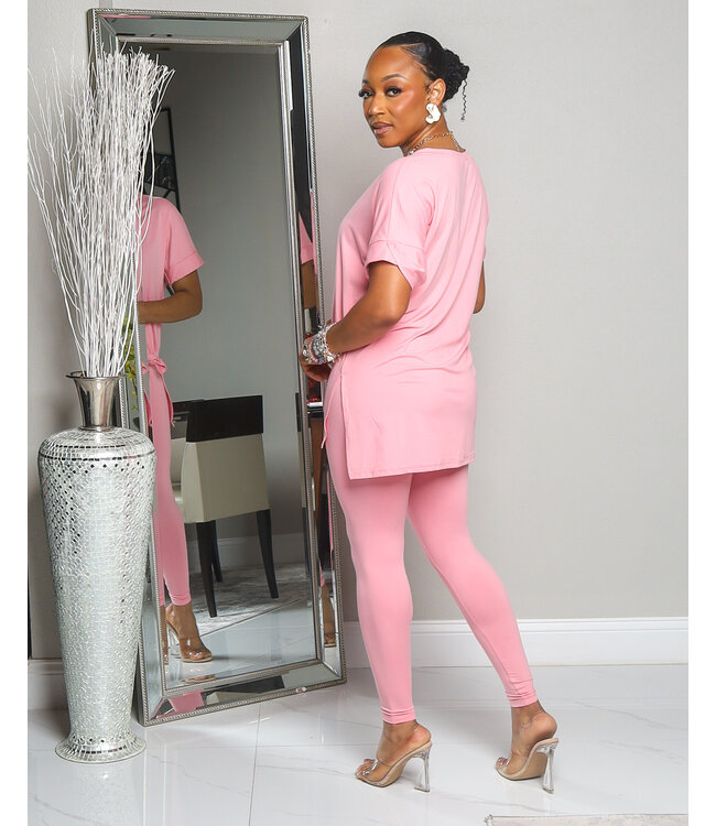 So Over It Leggings Set -  PINK