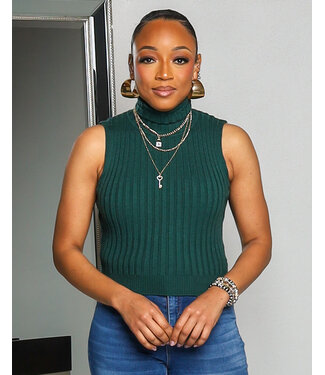 WARM ME UP TUTRLE NECK TOP - DARK EMERALD