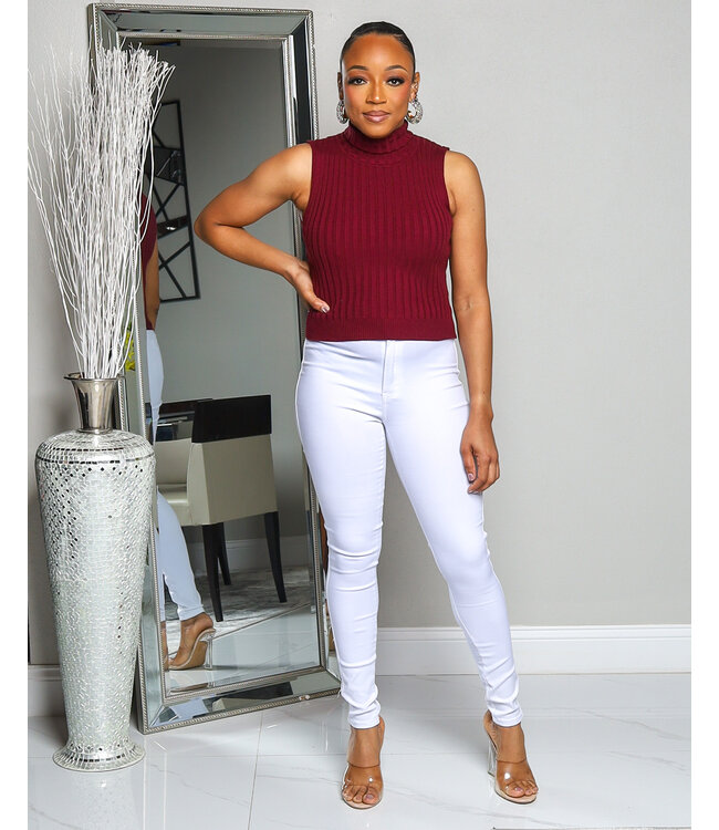 WARM ME UP TURTLE NECK TOP - BURGUNDY