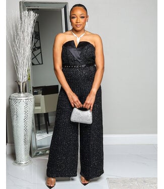 DOUBLE TAKE TWEED JUMPSUIT