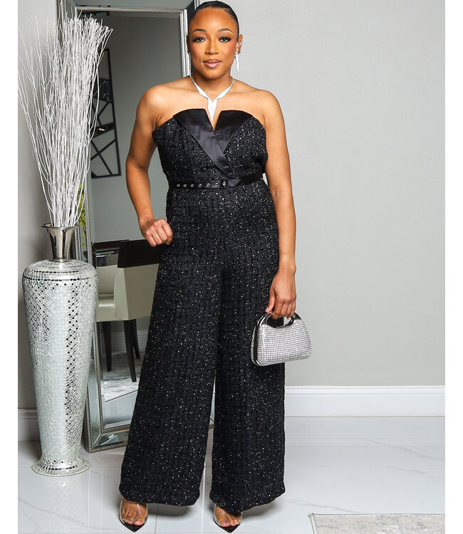 DOUBLE TAKE TWEED JUMPSUIT