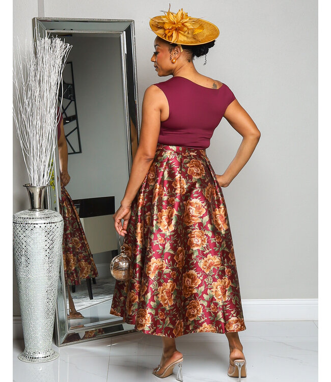 STAYING GOLDEN FLORAL SKIRT