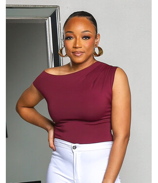 OFF BALANCE SEAMLESS BODYSUIT - BURGUNDY